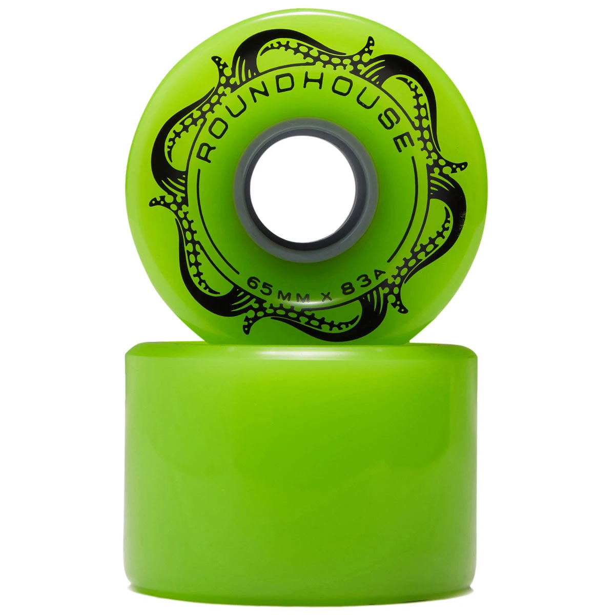 Carver Roundhouse Slick 83a Longboard Wheels - Green Glo - 65mm 4 Carver Roundhouse Slick 83a Longboard Wheels - Green Glo - 65mm - Image 2
