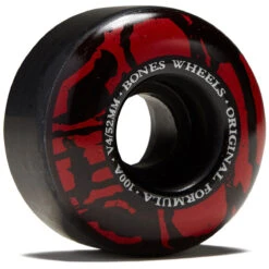 Bones 100s Mummy Skulls V4 Wide Skateboard Wheels - Black - 52mm