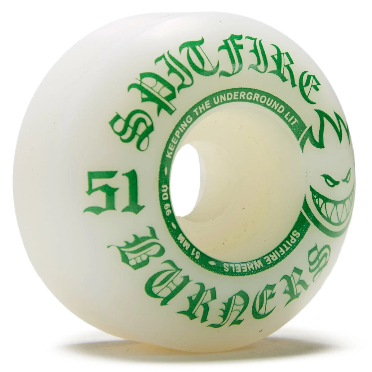 Spitfire 99du Burner Skateboard Wheels - White/Green - 51mm 3 Spitfire 99du Burner Skateboard Wheels - White/Green - 51mm