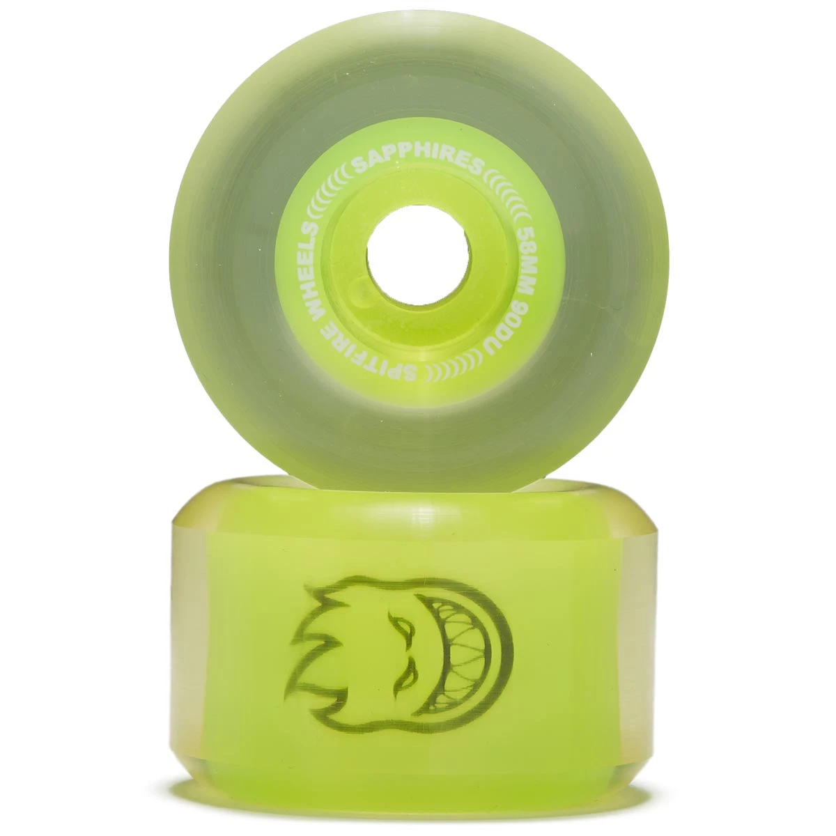 Spitfire 90d Sapphires Skateboard Wheels - Clear/Neon Yellow - 58mm 4 Spitfire 90d Sapphires Skateboard Wheels - Clear/Neon Yellow - 58mm - Image 2