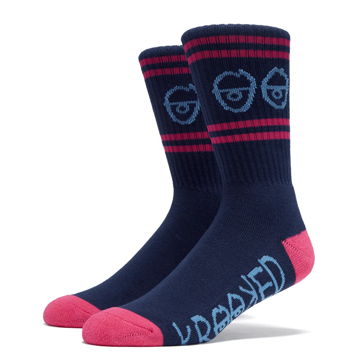 Krooked Eyes Socks - Navy/Blue/Magenta 3 Krooked Eyes Socks - Navy/Blue/Magenta
