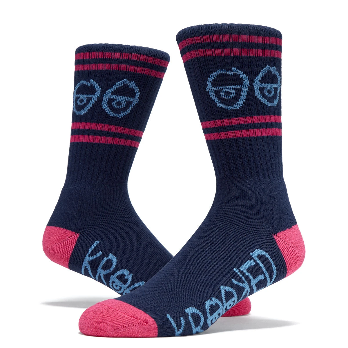 Krooked Eyes Socks - Navy/Blue/Magenta 4 Krooked Eyes Socks - Navy/Blue/Magenta - Image 2