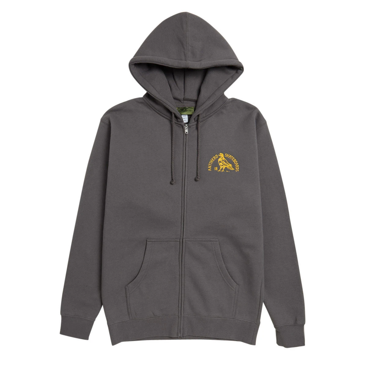 Anti-Hero Rock Dove Emb Zip Up Hoodie - Charcoal/Gold Embroidery 3 Anti-Hero Rock Dove Emb Zip Up Hoodie - Charcoal/Gold Embroidery
