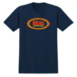 Real Oval T-Shirt - True Navy/Red/Gold Print