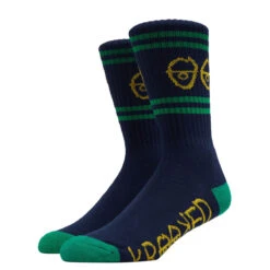 Krooked Eyes Socks - Navy/Green/Yellow