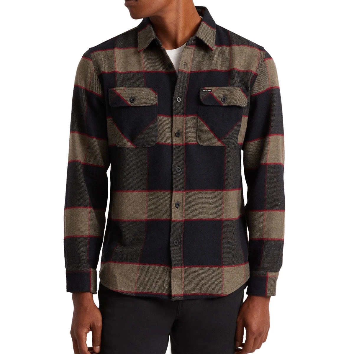 Brixton Bowery Long Sleeve Shirt - Heather Grey/Charcoal 3 Brixton Bowery Long Sleeve Shirt - Heather Grey/Charcoal