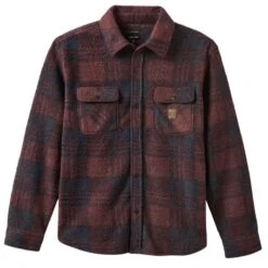 Brixton Bowery Long Sleeve Arctic Stretch Fleece Shirt - Cordovan Red/Washed Navy Plaid -DADDIES Skate Gear 888588940549 3