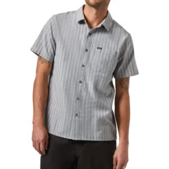 Brixton Cru Oxford Stripe Shirt - Basalt Blue/Whitcap Stripe