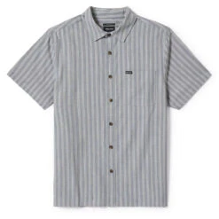 Brixton Cru Oxford Stripe Shirt - Basalt Blue/Whitcap Stripe -DADDIES Skate Gear 888588955789 4