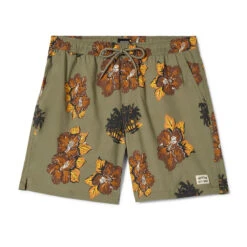 Brixton Everyday Stretch Hybrid Shorts - Olive Surplus Floral