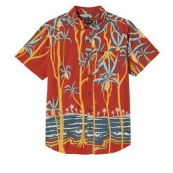 Brixton Charter Print Shirt - Dark Red Scenic Trip
