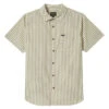Brixton Charter Print Shirt - Whitecap/Ivy Green Stripe -DADDIES Skate Gear 888588972632 1