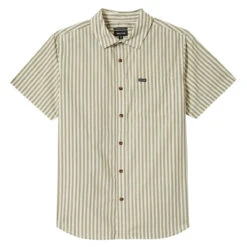 Brixton Charter Print Shirt - Whitecap/Ivy Green Stripe