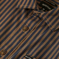Brixton Charter Print Shirt - Washed Blue/SunnakedStripe -DADDIES Skate Gear 888588972687 4