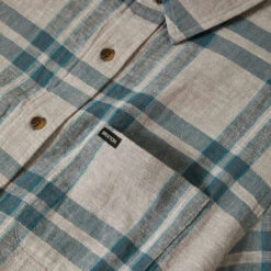 Brixton Charter Linen Blend Shirt - Beige/Azure Blue Plaid 10 Brixton Charter Linen Blend Shirt - Beige/Azure Blue Plaid -DADDIES Skate Gear 888588973080 4