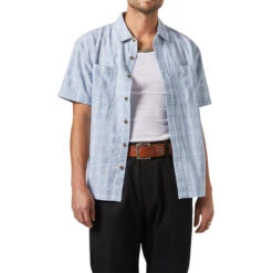 Brixton Cru Oxford Plaid Shirt - Light Blue/White Plaid