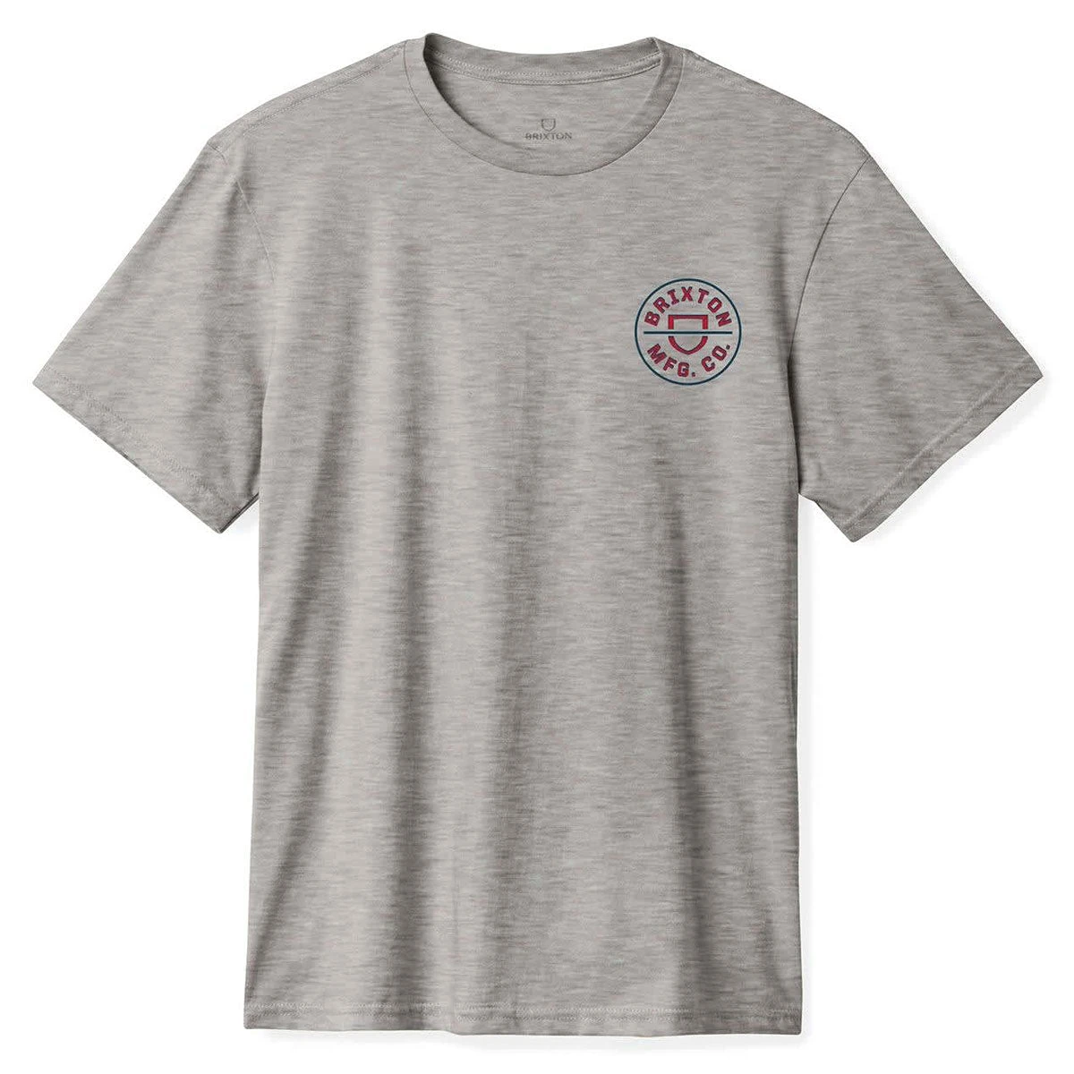 Brixton Crest II T-Shirt - Heather Grey/Navy/Dark Red 3 Brixton Crest II T-Shirt - Heather Grey/Navy/Dark Red