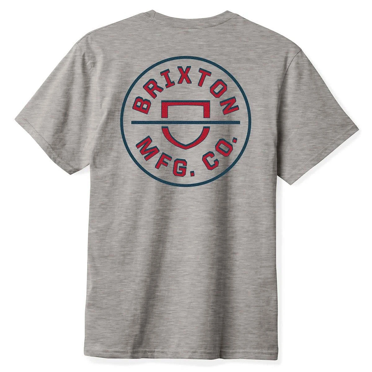 Brixton Crest II T-Shirt - Heather Grey/Navy/Dark Red 4 Brixton Crest II T-Shirt - Heather Grey/Navy/Dark Red - Image 2