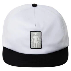 Girl OG Black White 5 Panel Hat - Black/White -DADDIES Skate Gear 889846308590 3