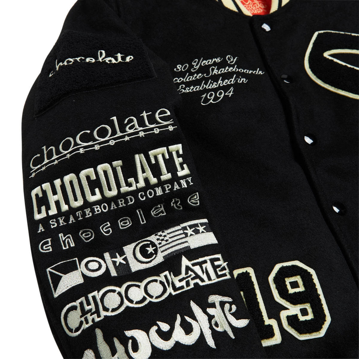 Chocolate Team Varsity Jacket - Black/White 5 Chocolate Team Varsity Jacket - Black/White - Image 3