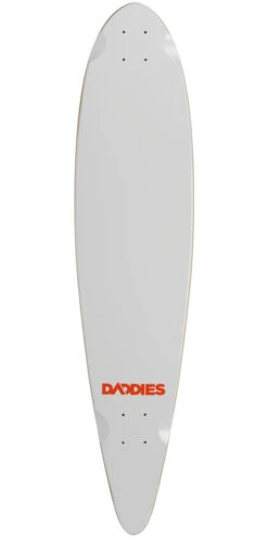 Daddies Logo Pintail Longboard Deck - White