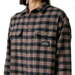 Former Manners Plaid Long Sleeve Shirt - Taupe -DADDIES Skate Gear 9357594229210 3