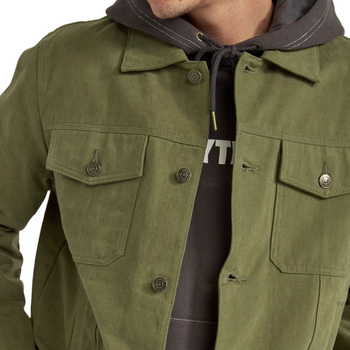 Rhythm Brushed Twill Trucker Jacket - Olive 5 Rhythm Brushed Twill Trucker Jacket - Olive - Image 3