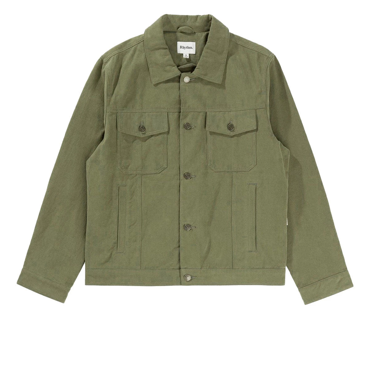 Rhythm Brushed Twill Trucker Jacket - Olive 6 Rhythm Brushed Twill Trucker Jacket - Olive - Image 4