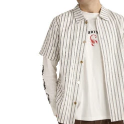 Rhythm Seersucker Stripe Shirt - White -DADDIES Skate Gear 9360397172263 3