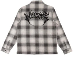 Welcome Fang Woven Plaid Long Sleeve Shirt - Black -DADDIES Skate Gear BQ66AC1 4