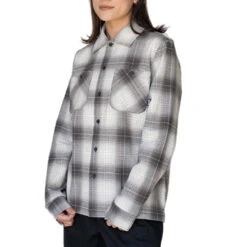 Welcome Fang Woven Plaid Long Sleeve Shirt - Black -DADDIES Skate Gear BQ66AC1 5