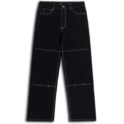 CCS Double Knee Original Relaxed Canvas Pants - Black/White -DADDIES Skate Gear BQ67B9D 1