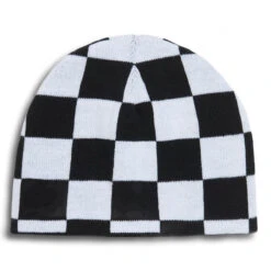 CCS Reversible Checkerboard Skully Beanie - Black/White