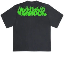 Color Bars X Playboy Flames 2.0 T-Shirt - Black/Slime Green -DADDIES Skate Gear BQ76E4D 2