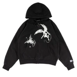 Welcome Duality Cropped Zip Hoodie - Black