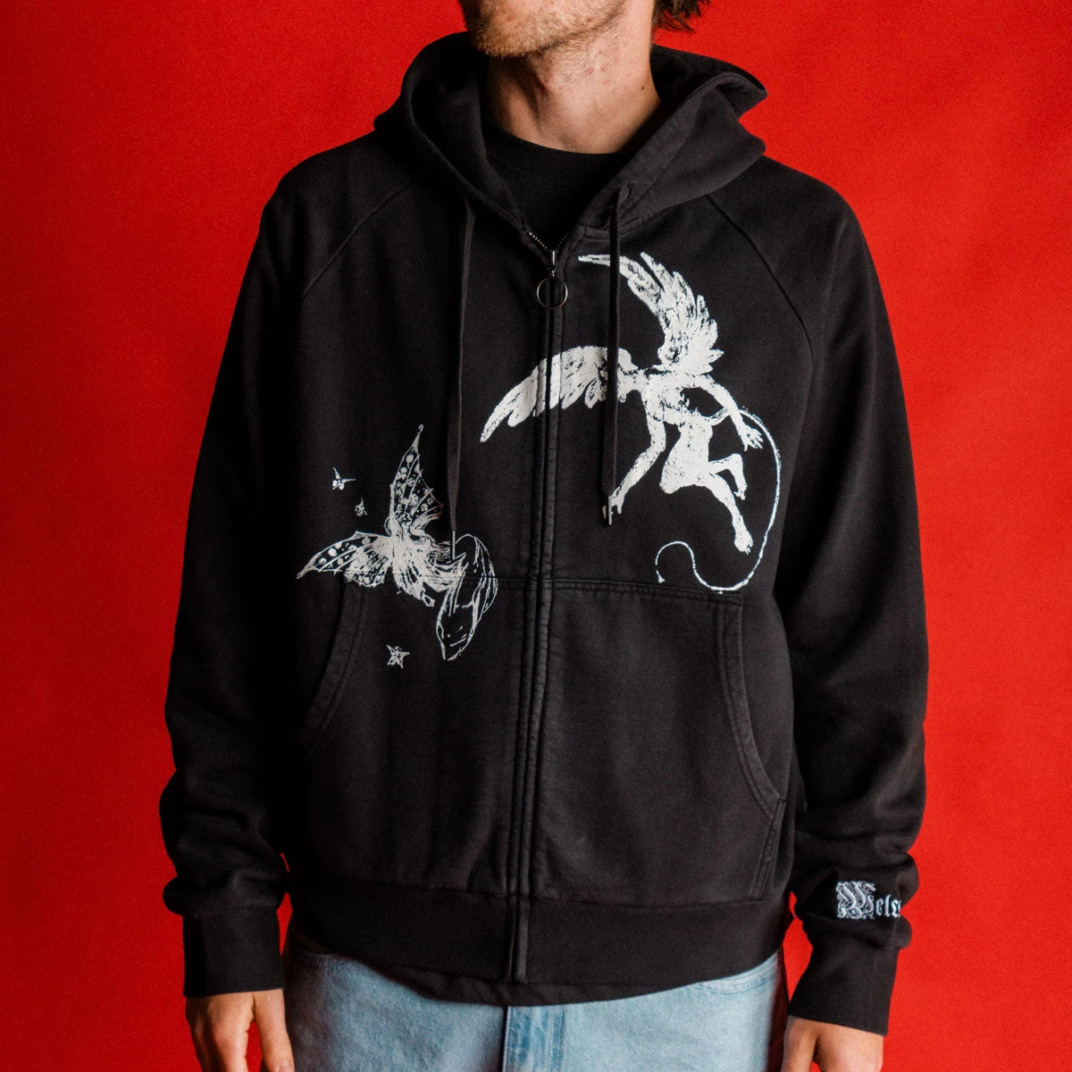 Welcome Duality Cropped Zip Hoodie - Black 4 Welcome Duality Cropped Zip Hoodie - Black - Image 2