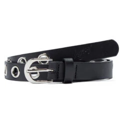 Loosey Skinny Grommet Hole Belt - Black