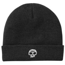 Zero Embroidered Skull Beanie - Black