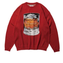 Evisen Mountain High Jacquard Crewneck Sweatshirt - Brick