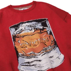 Evisen Mountain High Jacquard Crewneck Sweatshirt - Brick 8 Evisen Mountain High Jacquard Crewneck Sweatshirt - Brick -DADDIES Skate Gear BQ82074 3