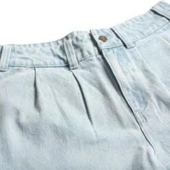 Theories Belvedere Pleated Denim Trouser Pants - Lightwash Blue -DADDIES Skate Gear BQ83F06 3