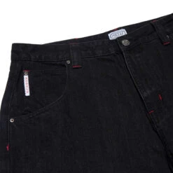 Hoddle Sonas Jeans - Black/Red Contrast Stitch -DADDIES Skate Gear BQ84CB9 3