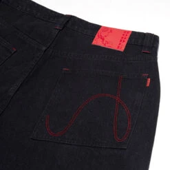 Hoddle Sonas Jeans - Black/Red Contrast Stitch -DADDIES Skate Gear BQ84CB9 4