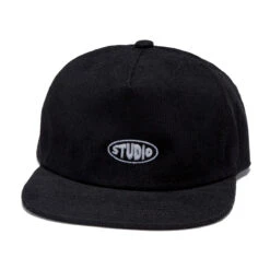 Studio Bubble 5 Panel Corduroy Snapback Hat - Black