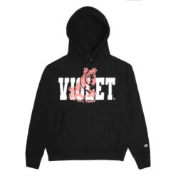 Violet Flower Girl Hoodie - Black