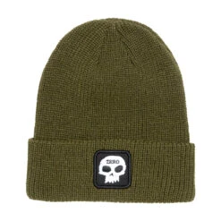Zero Single Skull Patch Beanie - Olive