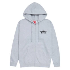 Baker Arch Logo Zip Up Hoodie - Heather Grey