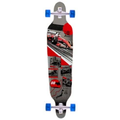 Daddies Race Car Drop Thru Longboard Complete - Silver Foil/Red