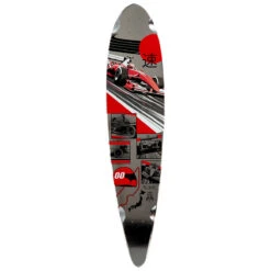 Daddies Race Car Pintail Longboard Deck - Silver Foil/Red