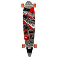 Daddies Race Car Pintail Longboard Complete - Silver Foil/Red